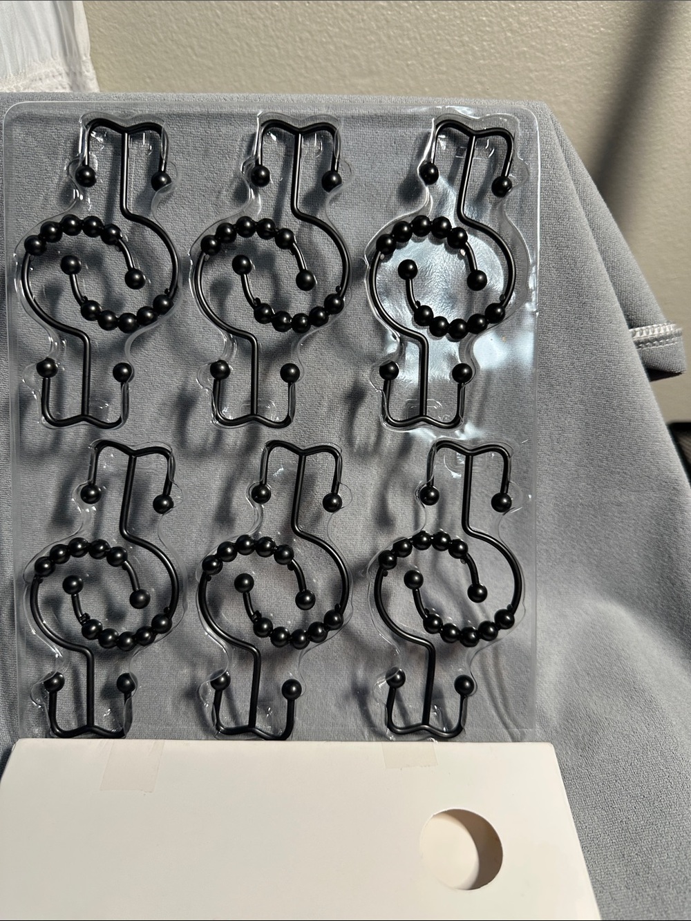 Black Decorative Shower Hook Set that hold curtain and liner- Modern Beaded NWT